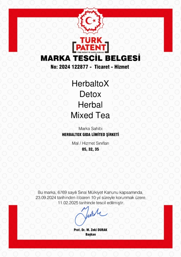 HERBALTOX brand registration certificate